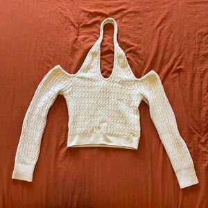 Abercrombie & Fitch Off-the-Shoulder Cream Sweater